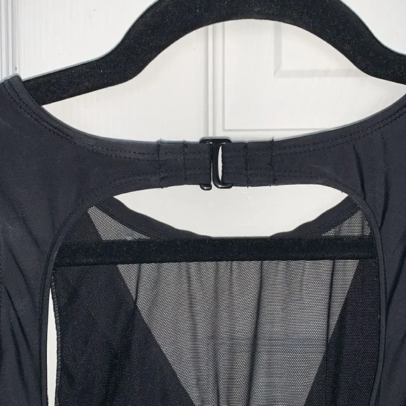 Aqua Green Sheer Ruched One Piece Swimsuit - Picture 7 of 9